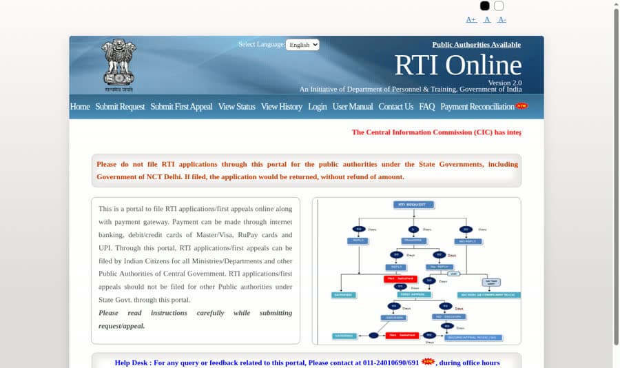 Screenshot of the RTI Online sign-in page